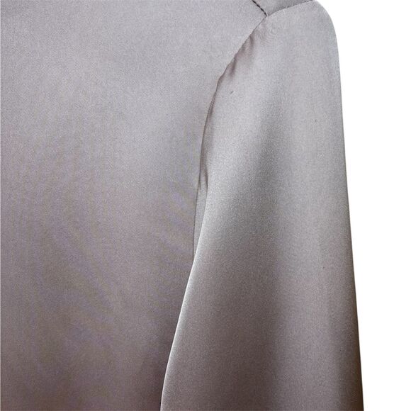 Dress Forum Button Down Blouse Dull Satin Slim Shirt Pink Champagne Size Medium - Picture 5 of 8